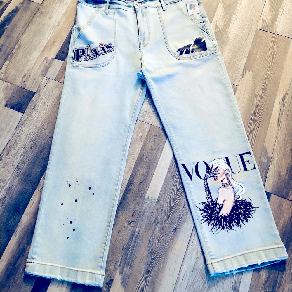 💯NWT exclusive Kensie Jeans Costume made with Swarovski stones SZ 10/30